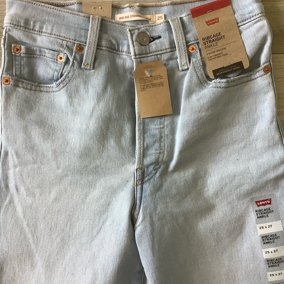 Levi’s Premium ribcage straight super high rise ankle jeans button fly size 25 - Picture 16 of 16
